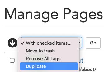 Duplicate Page UI